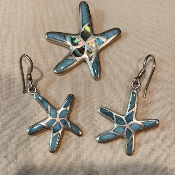 Silver 9.25 PENDANT + ERRRINGS ( pierced) - Picture 4 of 5